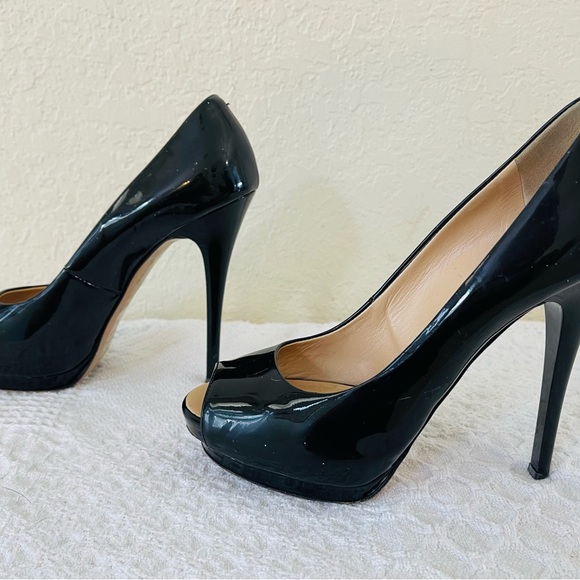 Giuseppe Zanotti Design Italian Black Patent Leather Peep-Toe Pumps Shoes 38 EUC - Picture 13 of 13